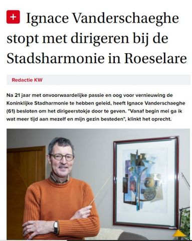 KSR - Ignace Vanderschaeghe geeft het dirigentstokje door aan Jitse Coopman